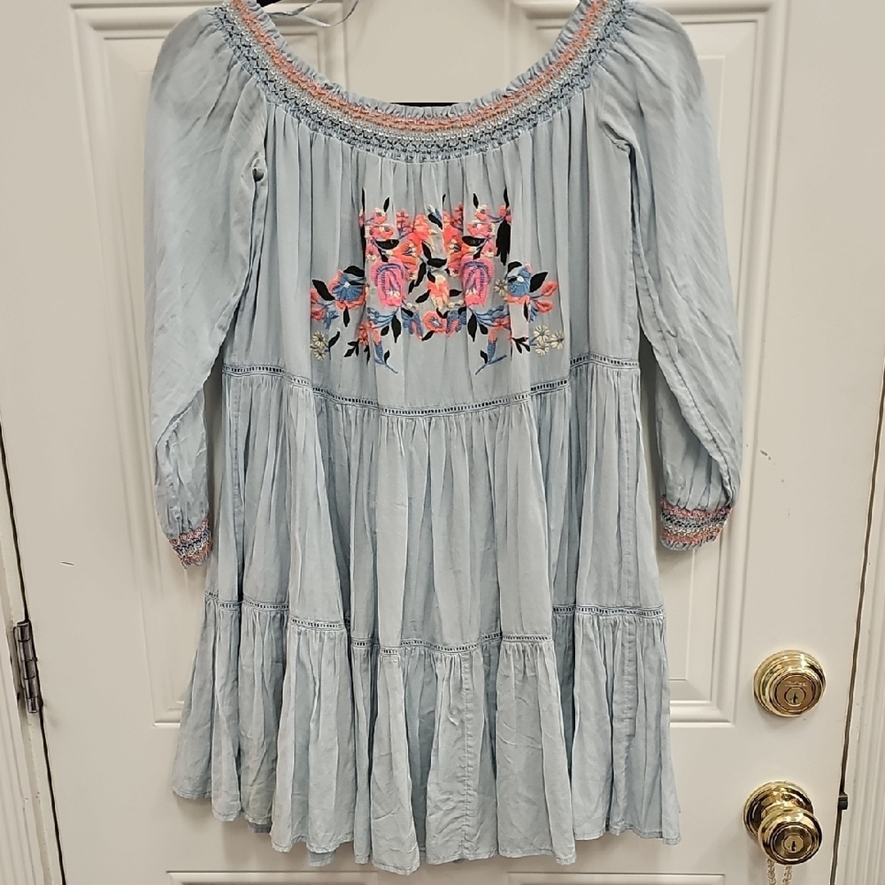 Floral, Embroidered, Dress, Summer, Cowgirl, Mini, School, Travel, School